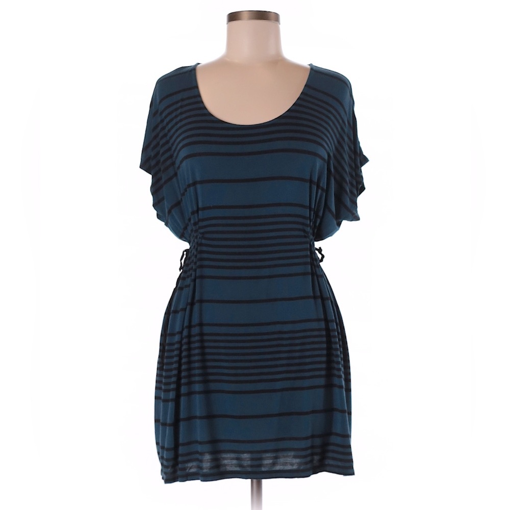 Motherhood Maternity Striped Short Sleeve Tunic Top Blue Sz M